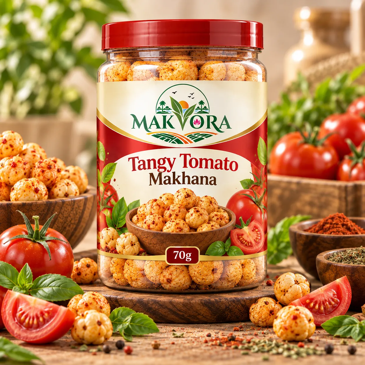tangy-tamoto Tangy Tomato Makhana 70g - Image 1